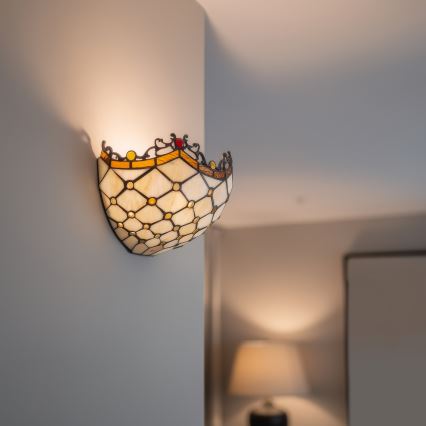 Brilagi - Aplique de parede estilo Tiffany em vitral IVORY 1xE14/40W/230V