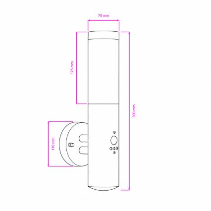 BRILAGI - Aplique de parede exterior com sensor ELIA 1xE27/20W/230V IP44 cromado fosco