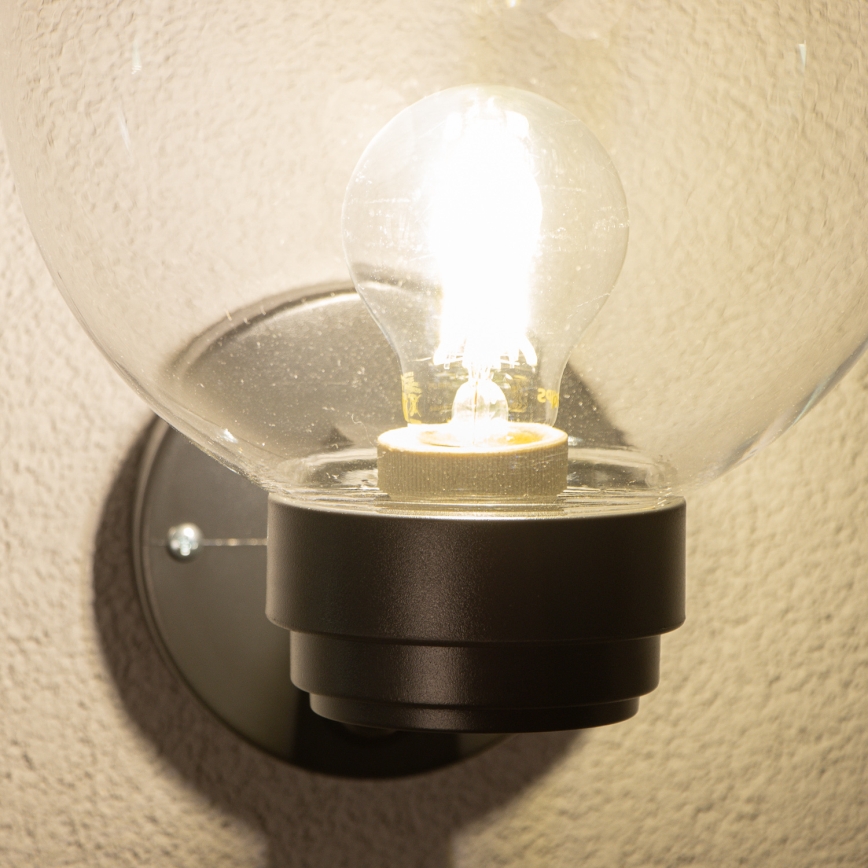 Brilagi - Aplique de parede exterior com sensor de movimento HARBOR 1xE27/40W/230V IP33 antracite/transparente