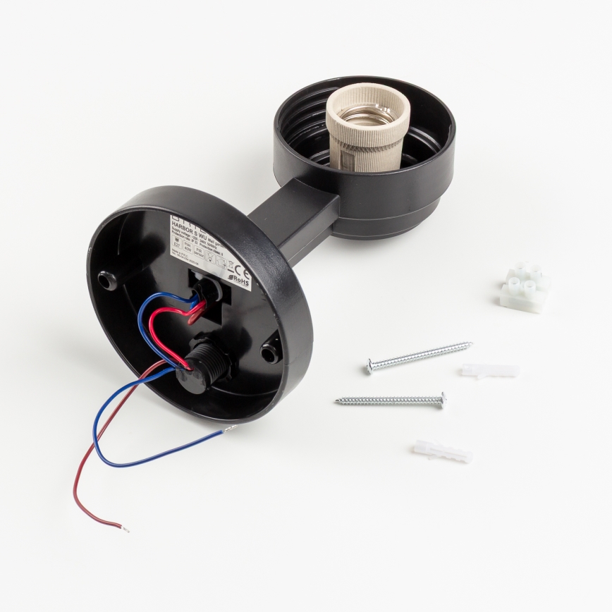 Brilagi - Aplique de parede exterior com sensor de movimento HARBOR 1xE27/40W/230V IP33 antracite/transparente
