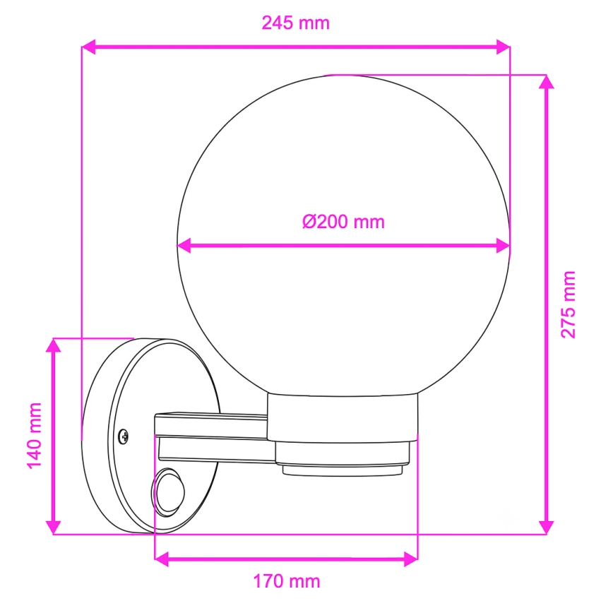 Brilagi - Aplique de parede exterior com sensor de movimento HARBOR 1xE27/40W/230V IP33 antracite/transparente