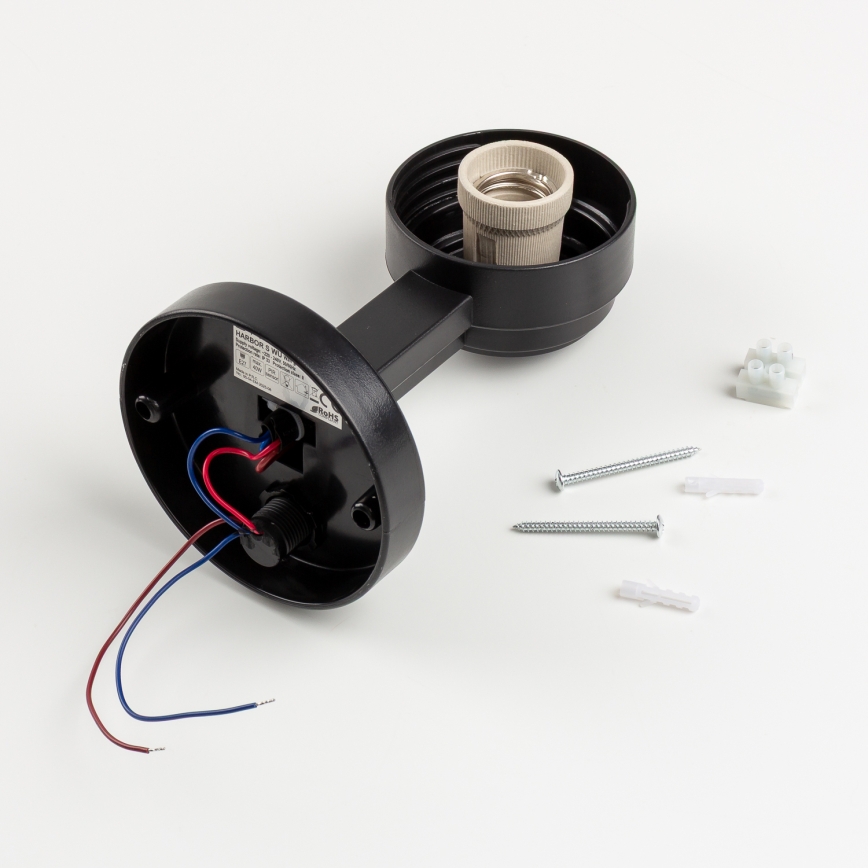 BRILAGI - Aplique de parede exterior com sensor de movimento HARBOR 1xE27/40W/230V IP33 preto/branco