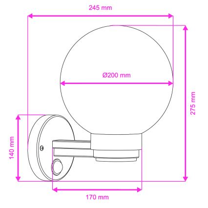 BRILAGI - Aplique de parede exterior com sensor de movimento HARBOR 1xE27/40W/230V IP33 preto/branco
