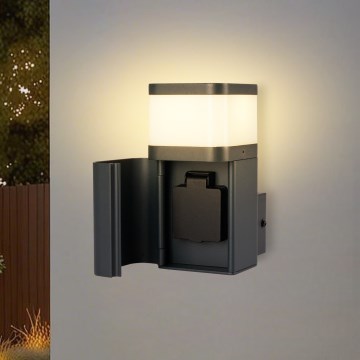 Brilagi - Aplique de parede exterior com tomada SCHUKO PILLAR 1xG9/11W/230V IP44 antracite