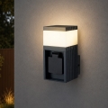 BRILAGI - Aplique de parede exterior com tomada SCHUKO PILLAR 1xG9/11W/230V IP44 antracite
