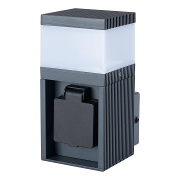 Brilagi - Aplique de parede exterior com tomada SCHUKO PILLAR 1xG9/11W/230V IP44 antracite