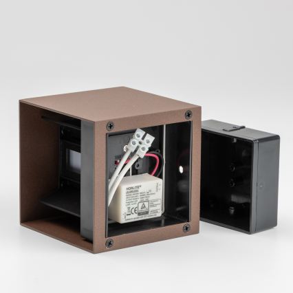 BRILAGI - Aplique de parede exterior CUBE LED/6W/230V castanho IP54