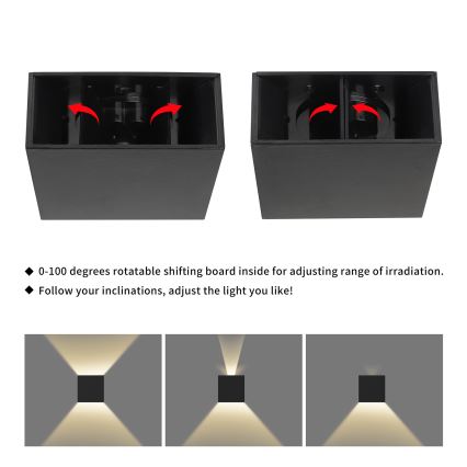 Brilagi - Aplique de parede exterior DOUBLERAY LED/4W/230V preto IP65