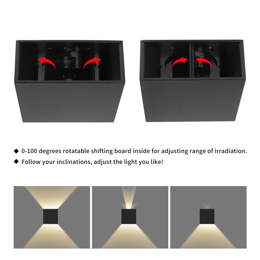 Brilagi - Aplique de parede exterior DOUBLERAY LED/4W/230V preto IP65