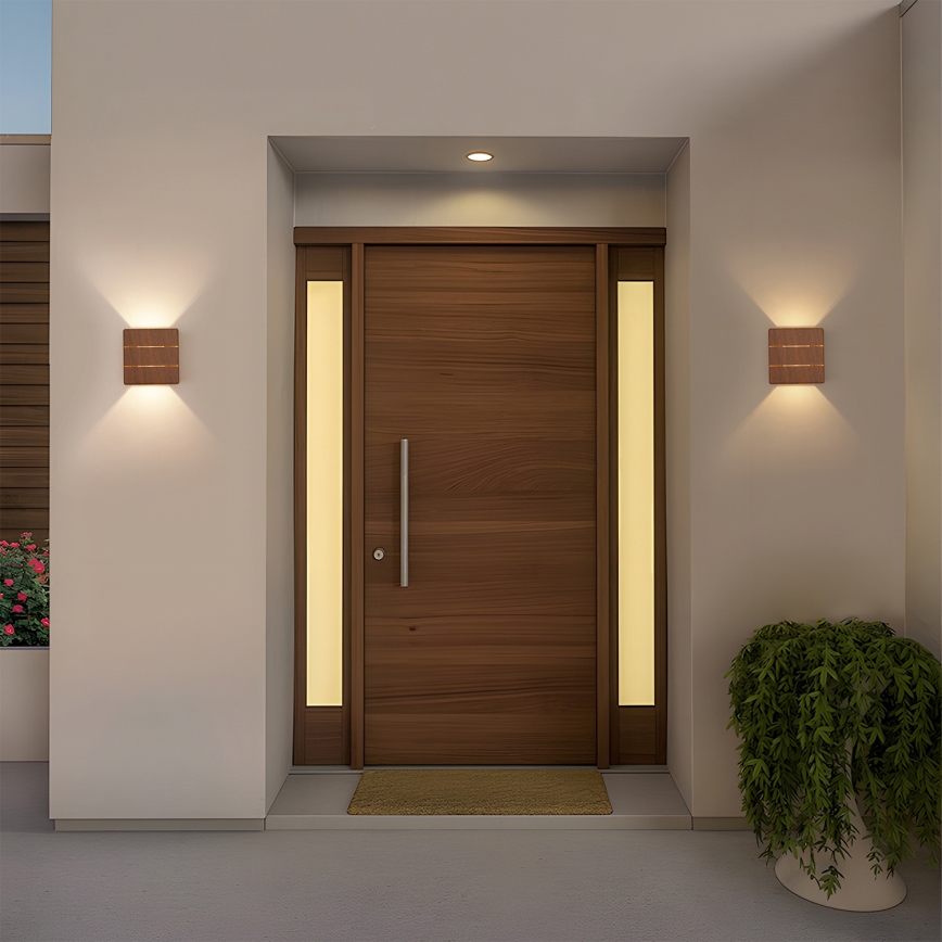 Brilagi - Aplique de parede exterior DOUBLERAY LINE LED/6W/230V, acabamento em madeira, IP54