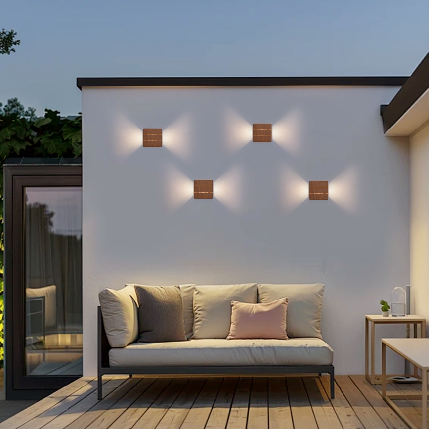 Brilagi - Aplique de parede exterior DOUBLERAY LINE LED/6W/230V, acabamento em madeira, IP54