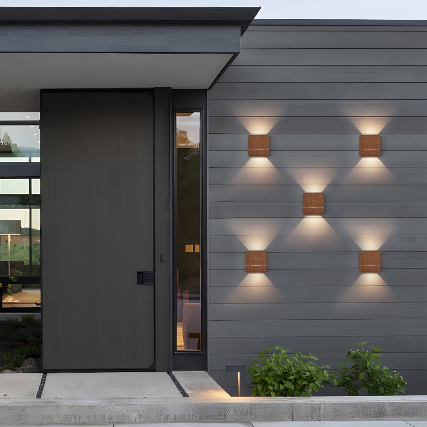 Brilagi - Aplique de parede exterior DOUBLERAY LINE LED/6W/230V, acabamento em madeira, IP54