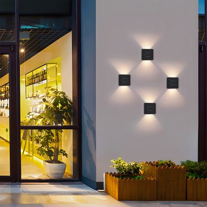 Brilagi - Aplique de parede exterior DOUBLERAY LINE LED/6W/230V preto IP54