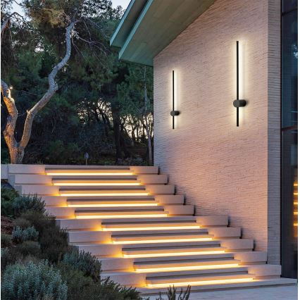 Brilagi - Aplique de parede exterior LED AURA LED/12W/230V 3000K IP54 65 cm preto CRI 90