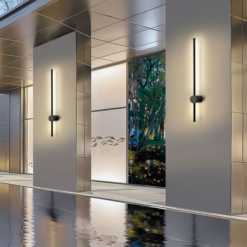 Brilagi - Aplique de parede exterior LED AURA LED/12W/230V 3000K IP54 65 cm preto CRI 90