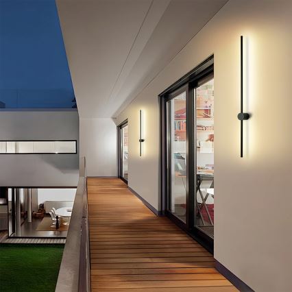 Brilagi - Aplique de parede LED para exterior AURA LED/20W/230V 3000K IP54 97 cm preto CRI 90