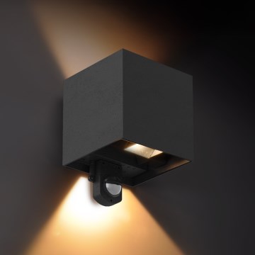 Brilagi - Aplique de parede exterior LED com sensor CUBE LED/6W/230V, preto, IP65