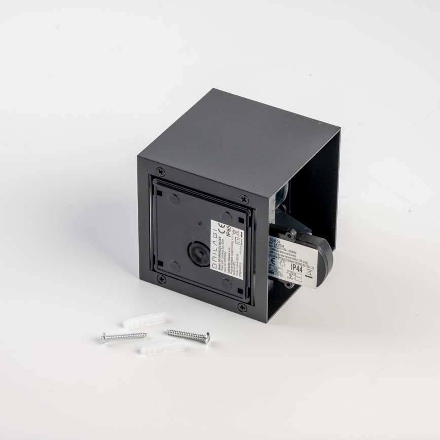 BRILAGI - Aplique de parede exterior LED com sensor CUBE LED/6W/230V, preto, IP65
