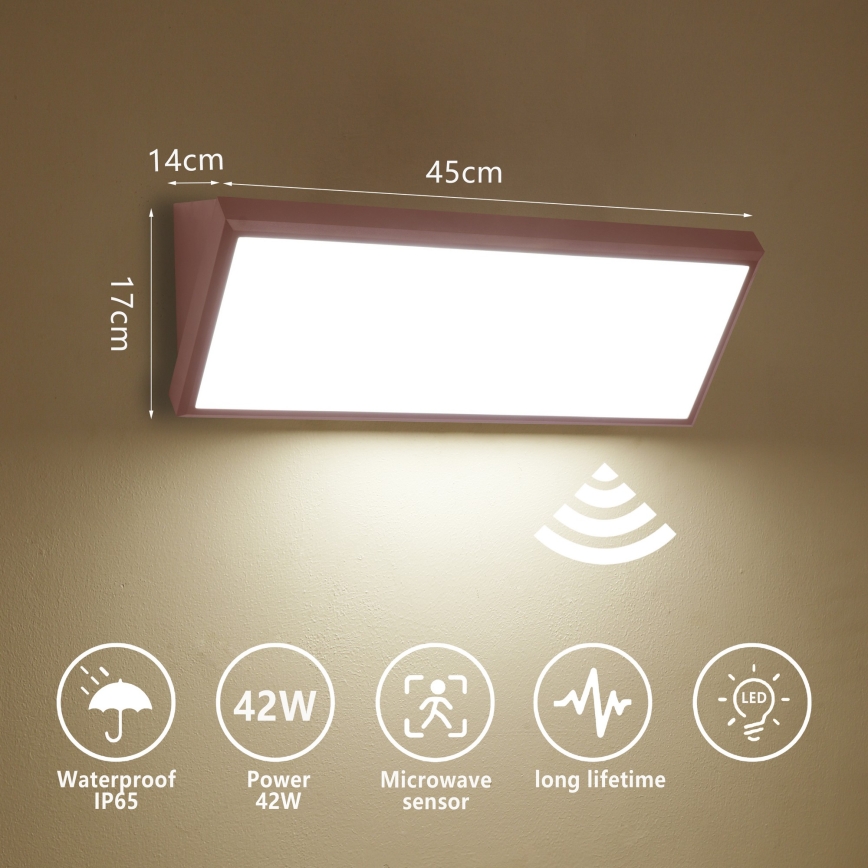 Brilagi - Aplique de parede LED para exterior com sensor TRIANGLE LED/42W/230V 45 cm castanho IP65