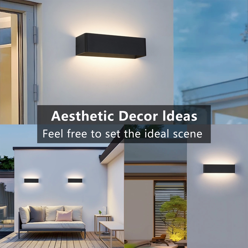 Brilagi - Aplique de parede exterior LED DONNANI LED/12W/230V 30 cm preto IP44