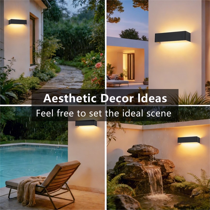 Brilagi - Aplique de parede exterior LED DONNANI LED/12W/230V 30 cm preto IP44