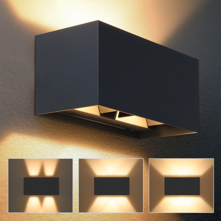 Brilagi - Aplique de parede exterior LED DOUBLE CUBE LED/12W/230V antracite IP65