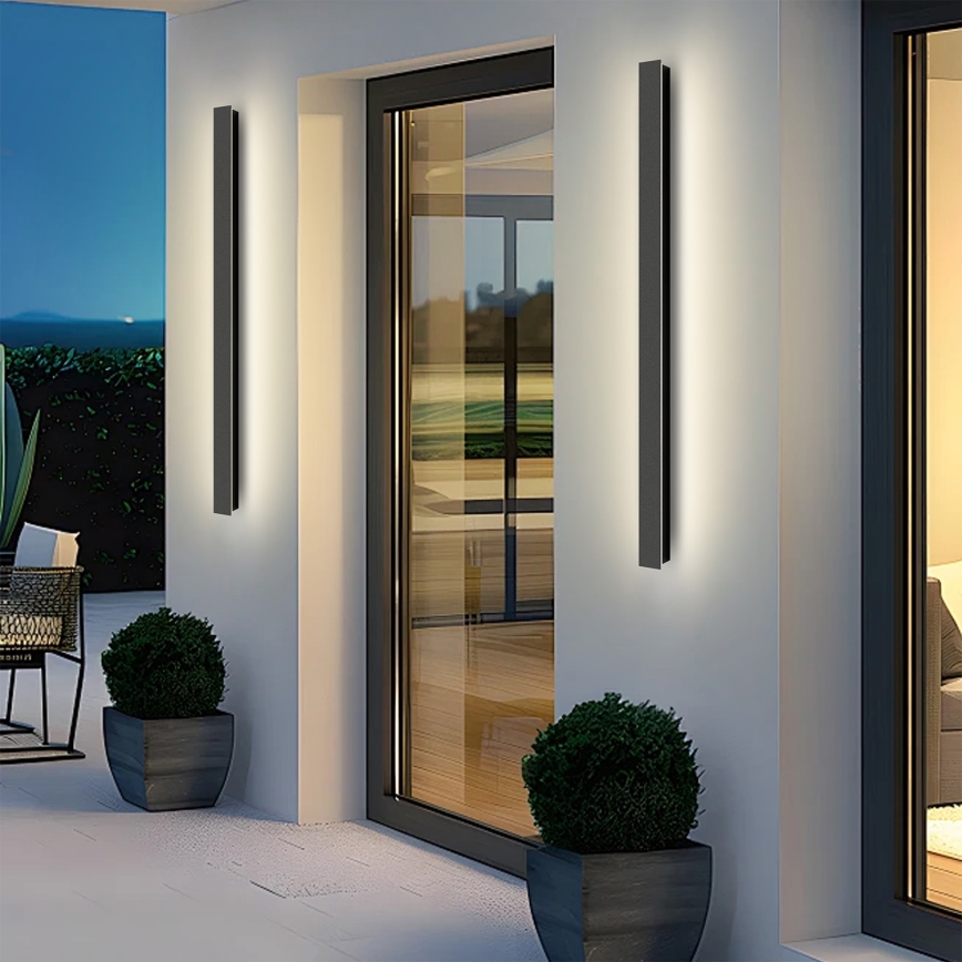 Brilagi - Aplique de parede LED para exterior LINEAR 22W/230V 3000K IP65 100 cm preto CRI 90