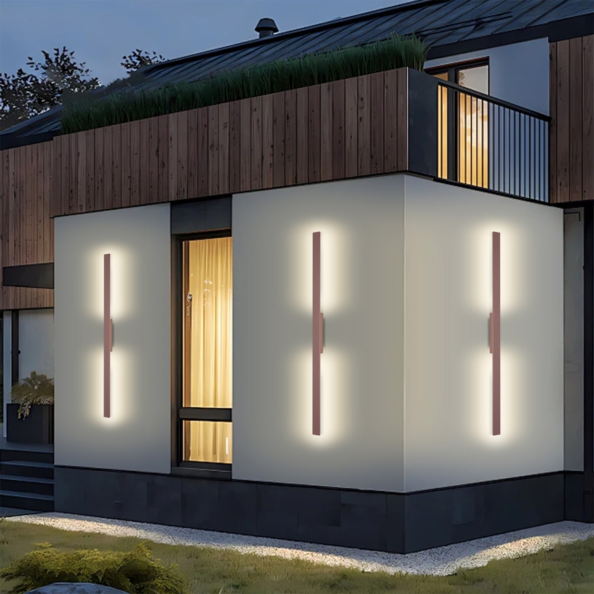 Brilagi - Aplique de parede LED para exterior LUNA LED/24W/230V 3000K IP65 100 cm castanho IRC 90