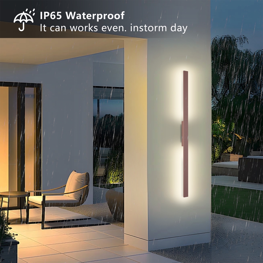 Brilagi - Aplique de parede LED para exterior LUNA LED/24W/230V 3000K IP65 100 cm castanho IRC 90