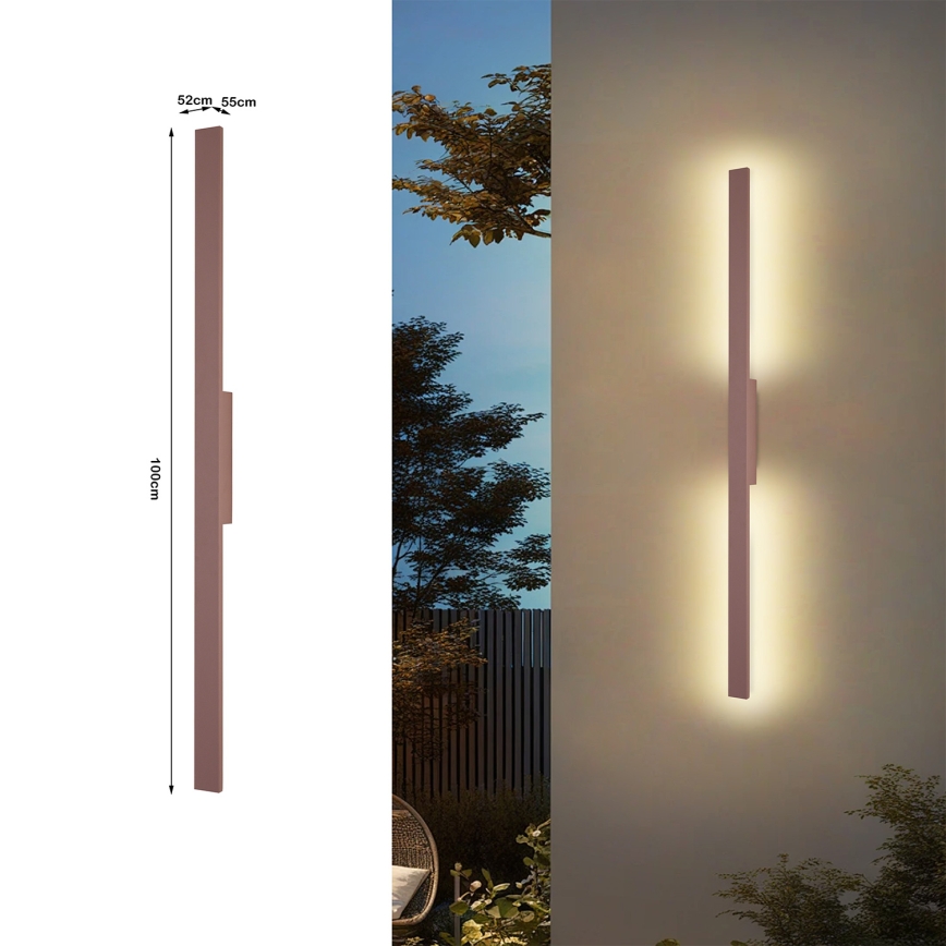 Brilagi - Aplique de parede LED para exterior LUNA LED/24W/230V 3000K IP65 100 cm castanho IRC 90