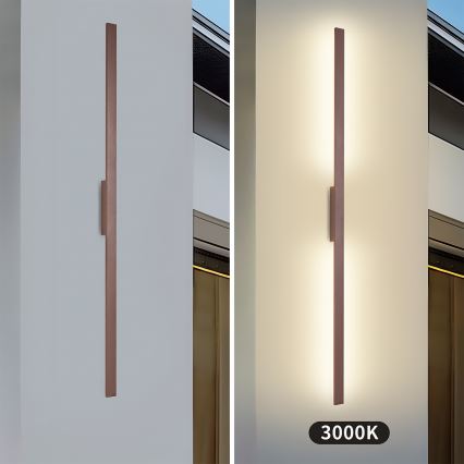 Brilagi - Aplique de parede para exterior LUNA LED/30W/230V 3000K IP65 150 cm castanho CRI 90