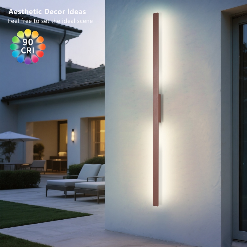 Brilagi - Aplique de parede para exterior LUNA LED/30W/230V 3000K IP65 150 cm castanho CRI 90