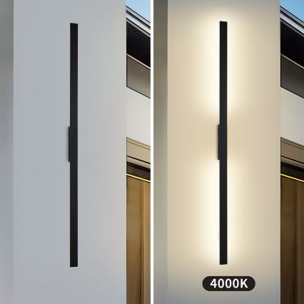 Brilagi - Aplique de parede exterior LUNA LED/30W/230V 4000K IP65 150 cm preto CRI 90