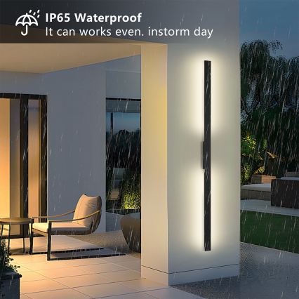 Brilagi - Aplique de parede exterior LUNA LED/30W/230V 4000K IP65 150 cm preto CRI 90
