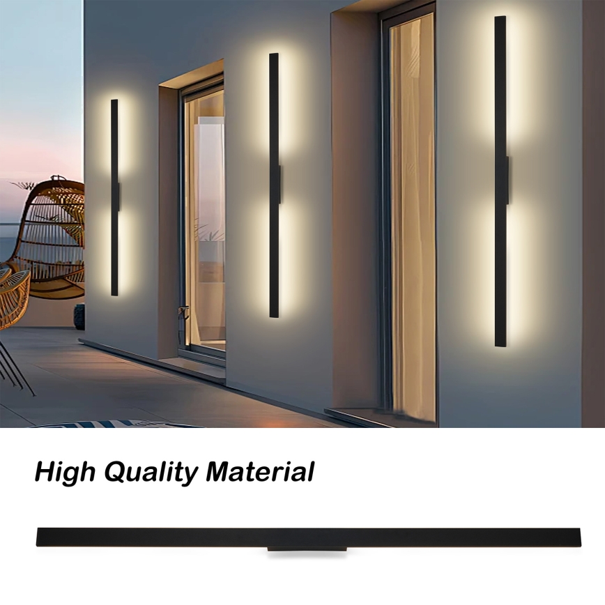 Brilagi - Aplique de parede exterior LUNA LED/30W/230V 4000K IP65 150 cm preto CRI 90