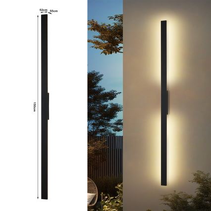 Brilagi - Aplique de parede exterior LUNA LED/30W/230V 4000K IP65 150 cm preto CRI 90