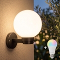 BRILAGI - Aplique de parede exterior LED RGBW dimerizável HARBOR 1xE27/12W/230V 2700-6500K IP33 preto/branco