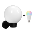 Brilagi - Aplique de parede exterior LED RGBW dimerizável HARBOR 1xE27/9W/230V 2700-6500K IP33 preto/branco