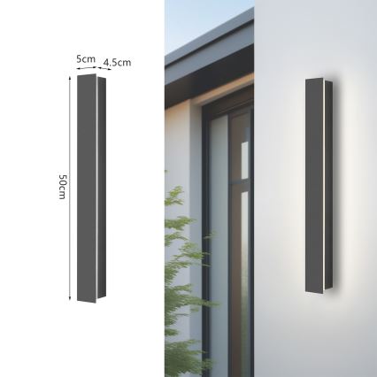 Brilagi - Aplique de parede LED para exterior LINEAR LED/12W/230V 4000K IP65 50 cm antracite CRI 90