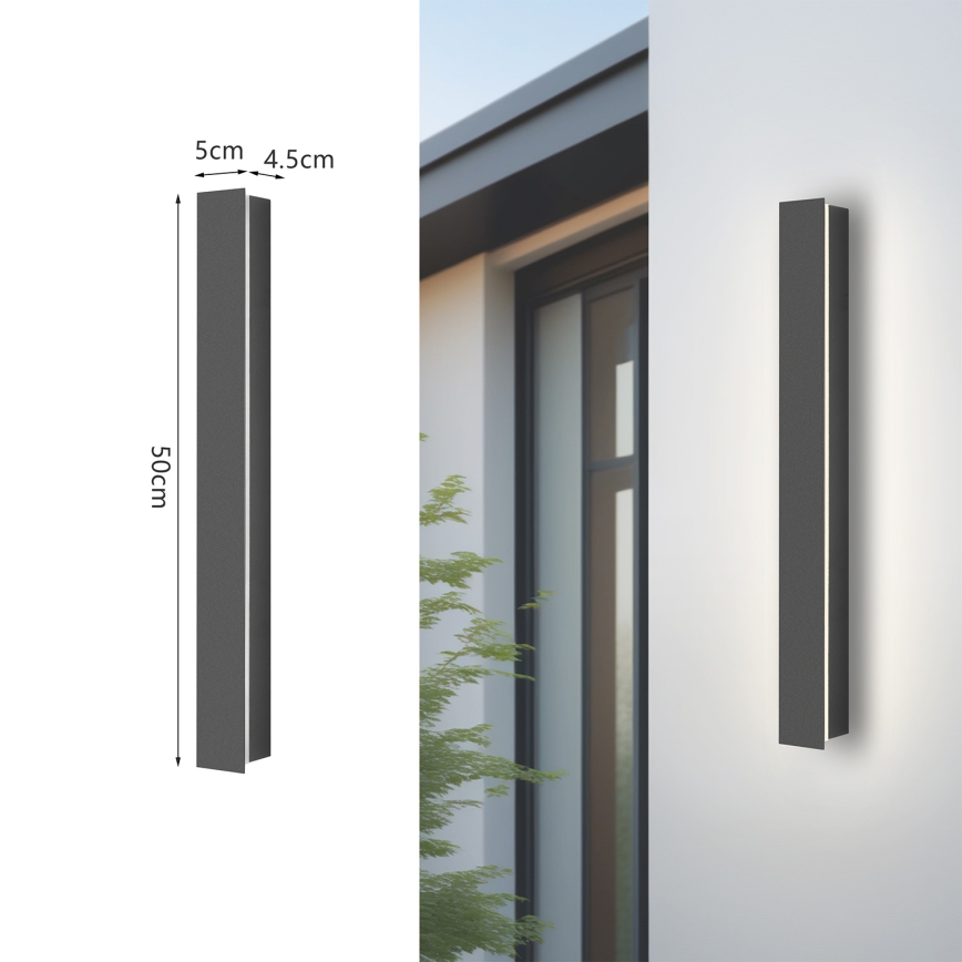 Brilagi - Aplique de parede LED para exterior LINEAR LED/12W/230V 4000K IP65 50 cm antracite CRI 90