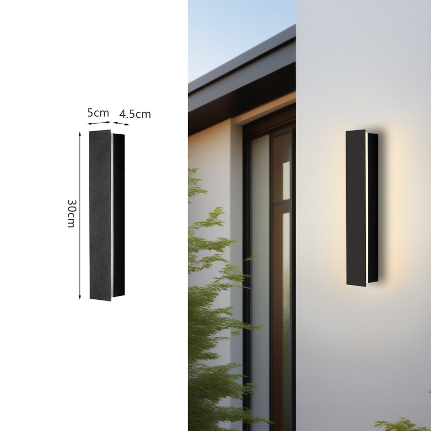 Brilagi - Aplique de parede exterior LED LINEAR LED/8W/230V 4000K IP65 30 cm preto CRI 90