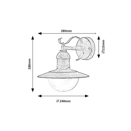 Brilagi - Aplique de parede exterior MOLDE 1xE27/60W/230V IP44 branco/pátina