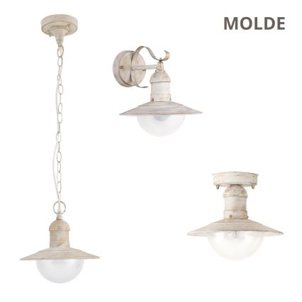 Brilagi - Aplique de parede exterior MOLDE 1xE27/60W/230V IP44 branco/pátina