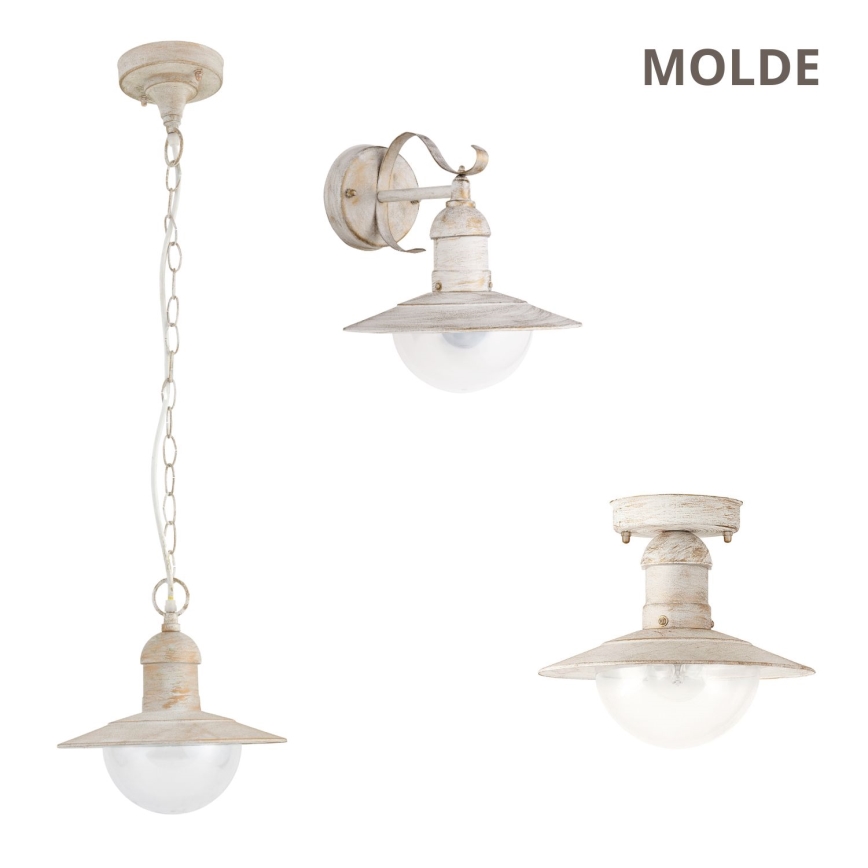Brilagi - Aplique de parede exterior MOLDE 1xE27/60W/230V IP44 branco/pátina