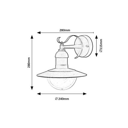 Brilagi - Aplique de parede exterior MOLDE 1xE27/60W/230V IP44 preto