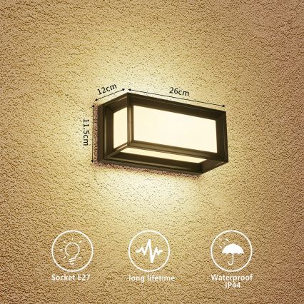 Brilagi - Aplique de parede exterior PARKER 1xE27/60W/230V preto IP44