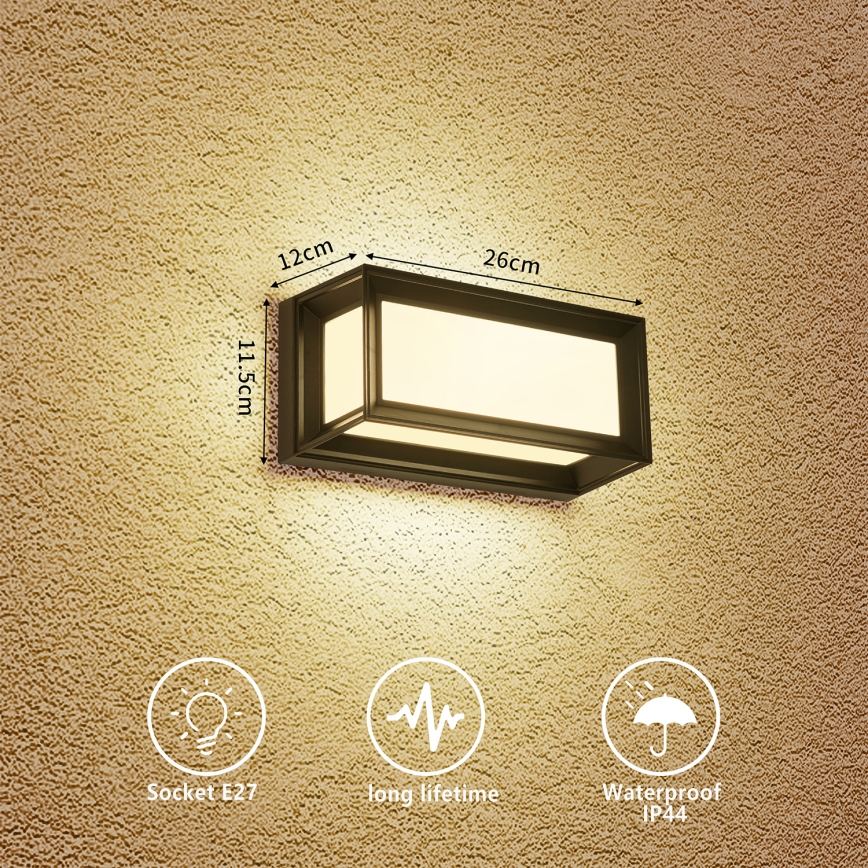 Brilagi - Aplique de parede exterior PARKER 1xE27/60W/230V preto IP44