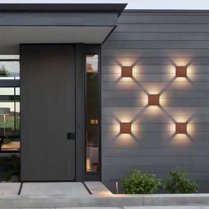 Brilagi - Aplique de parede exterior QUADRAY LED/6W/230V acabamento em madeira IP54