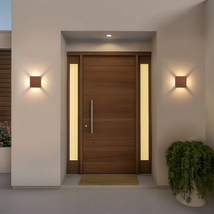 Brilagi - Aplique de parede exterior QUADRAY LED/6W/230V acabamento em madeira IP54