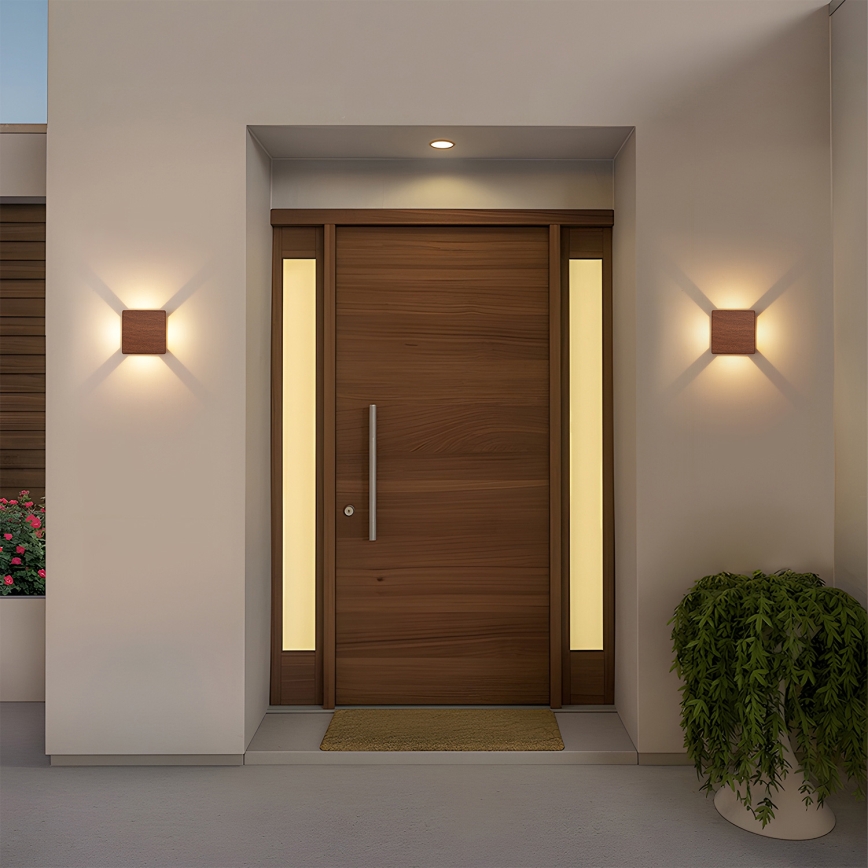 Brilagi - Aplique de parede exterior QUADRAY LED/6W/230V acabamento em madeira IP54